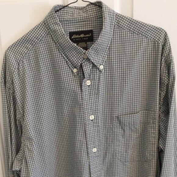 EDDIE BAUER Long Sleeve Button Down Men's Shirt, Size Large Green/White - Picture 1 of 6